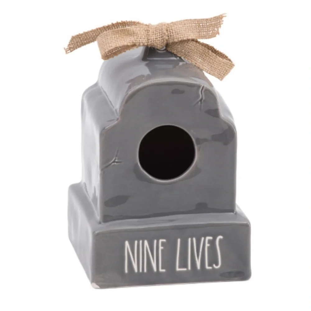 RAE DUNN Nine Lives Festive Ceramic Birdhouse